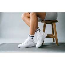 ALO Unisex Neutral White Mid-Calf Sports Socks - Breathable Moisture-Wicking Athletic Socks For Men Women, Cushioned Heel Arch Support For Yoga Running Training - Available In S M L (Sold Separately) - trắng - Xem 5