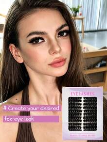 anlinnet 252pcs DD Curl 50/80/100D 8D Fluffy Lashes Lengthening Single Cluster False Eyelashes, High Capacity 8-16mm, Natural & Lightweight, Delicate & Soft, Reusable, Create Cat Eye Makeup, Suitable For Home Or Outdoor Daily Use - View 6