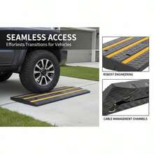 [Free Shipping] Vehicle Threshold Bridge 35x12x2.6 Inch For Loading Dock Warehouse Sidewalk, 15 Ton Capacity High Visibility Reflective Strip Heavy Duty Rubber Structure 1 Pack-XY518542 - Multicolor - View 2