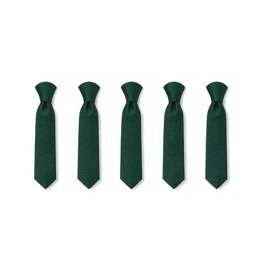 Set Of 5 Light Gray Formal Ties For Groomsmen, Weddings, Events, And Conferences - 翡翠綠 - 查看 1