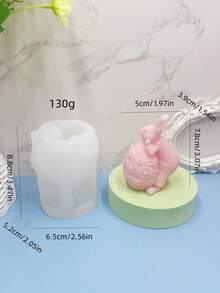 1个复活节彩蛋卧兔造型蜡模，硅胶模具，适用于DIY香薰蜡烛，家居装饰石膏雕塑硅胶模具 - A-白色 - 查看 5