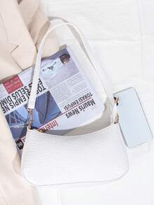 Bolso de Hombro para Mujer con Estampado de Cocodrilo, Elegante y para Uso Diario - Blanco 2 - Ver 6