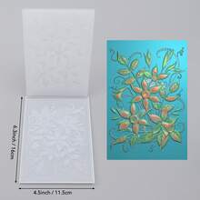 1個 3D 壓花花卉文件夾，DIY 剪貼簿用品，水仙花圖案塑膠壓花文件夾，適用於卡片製作、剪貼簿和其他紙藝手工 - 彩色 - 查看 3