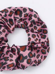 1pc Leopard Print Wide Edge Daily Wear Women Hair Scrunchie Ponytail Hair Ties Elastics Rubber Bands - Multicolor - View 3
