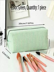 8/1 túi cầm tay khóa kéo vải seersucker kẻ sọc, túi đựng đồ vệ sinh cá nhân du lịch, túi đựng mỹ phẩm kẻ sọc, túi sắp xếp đồ cho nữ, túi đi học, túi du lịch, túi du lịch đi biển/nghỉ hè, túi đựng mỹ phẩm cho sinh viên, đồ dùng đi học - Nhiều màu - Xem 15