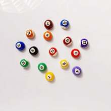 5/10/15pcs Round Billiard Fridge Magnets, Resin Round Fridge Magnets, Colorful Magnets, Suitable For Kitchen And Home Decor - Multicolor - View 2