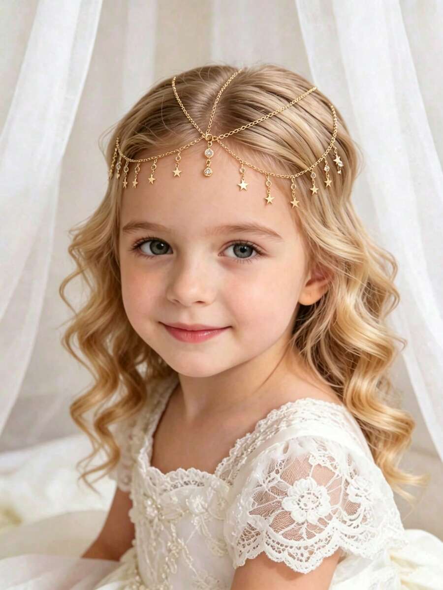 1pc - Multi-Layer Shiny Tassel Hair Accessory, Bohemian Style, Beach Inspired Vintage Hair Chain