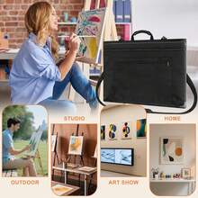 ZKOO Light Weight Art Portfolio Bag, Artist Canvas With Detachable Shoulder Strap, Leather Corners, Art Portfolio 18 X 24 Artwork, Poster, Sketching, And Drawing (18 X 24 Black) - Đen - Xem 6