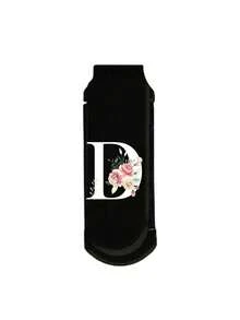 1pc Premium Black Foldable Multi-Function Mini Makeup Brush Set, With Cushion, A-Z Floral Letter Print, With Massage Comb And Mirror, Detachable - Multicolor - View 29