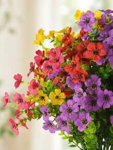 20pcs Artificial Flowers, Faux Plants Suitable For Indoor And Outdoor Gardens, Porches, Windowsills, Home, Weddings, Country Style, UV Resistant Plastic Flowers, Realistic Greenery Decor, Hanging Baskets, Kitchen Home Vase Decoration - Multicolor - View 8