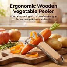 Stainless Steel Multi-Function Vegetable Peeler With Wooden Handle Kitchen Grater Tool For Home Cooking - Multicolor - View 2