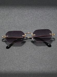 1 Pair Frameless Small Frame Glasses, Retro Personalized High-Quality Fashion Glasses Suitable For Runway, Beach, Vacation - Multicolor - View 4