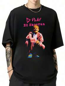 Ed Sheeran Play Tour 2026 Concert Graphic T-Shirt, Oversized Black Retro Pop Style Tee For Fans. - Black - View 6