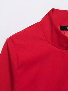 DEEKA Áo khoác blazer ngắn tay dáng ngắn phong cách thời trang đơn giản đa năng kiểu Âu Mỹ cho nữ, xuân/hè mới - Đỏ - Xem 8