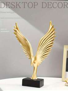 1件裝豪華金色鳥翼雕塑，現代樹脂桌面裝飾品，適用於客廳電視櫃辦公室，優雅北歐風家居飾品禮物 - 多款 - 查看 2