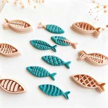 Molde y cortador de arcilla polimérica con forma de pez, estilo bohemio, adecuado para la fabricación de joyas, colgantes, pendientes. Molde de arcilla polimérica con forma de pez pequeño, adecuado para la fabricación de pendientes y joyas DIY, aplicable para diseños hechos a mano, artesanía creativa - Albaricoque - Ver 1