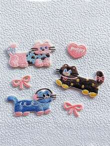 3/6pcs 3D Pattern Embroidered Badge Patches, Heat-Seal Design Patches Suitable For Clothing, Hats, Jackets, DIY Cartoon Cat Embroidered Patches Suitable For Phone Cases, Bags, Clothing Decoration, 1pc/Pack - Multiple Styles - View 7