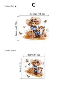 1pc Fairy Tale Series Wall Sticker - Moon Fairy/Little Red Riding Hood/Cowgirl, Soft Color Palette, Conveys Warm Story Vibe, Self-Adhesive Waterproof Removable Decor For Kids Room, Bedroom, Bathroom - Wall Stickers - View 12