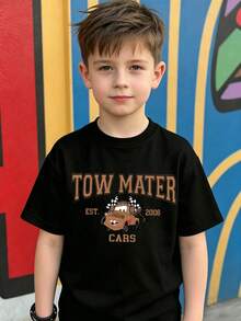 Disney Cars Tow Mater Kids T-Shirt, 2-14 Years, Boys Girls Unisex Short Sleeve Top, Tow Mater Graphic Print Tee, Casual Daily & Holiday Outfit, Express Delivery - Black - View 2