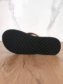 New Summer Women's Flip Flops, Sexy Open Toe, Comfortable & Versatile, Lightweight & Breathable, Fashionable Thick-Soled Sandals, Suitable For Beach, Vacation, Dates, Indoor Wear - Rust Brown - View 7