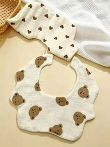 7/6/2pcs Set Newborn Cotton Bibs, Adjustable & Stretchable Cotton Bibs - Multicolor - View 7
