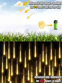 1pc Solar Meteor Shower Light 8-Tube IP65 Waterproof, Suitable For Garden, Courtyard, Trees, Eaves, Festivals, Parties, Outdoor Streets, Fences, New Year, Christmas, Halloween Decoration, Outdoor Fairy Garden Light-30/45CM - White - View 5