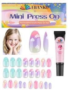 EBANKU 1 Box 26pcs Colorful Short Kids Nail Stickers, Convenient Nail Art For Girls - Multicolor - View 1