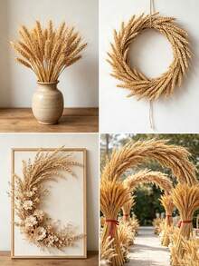 120pcs Realistic Artificial Wheat Stalks, Natural Plastic Material, Suitable For Wedding Table Decoration, Autumn Gathering, Home Decor, Store Opening, Floral Arrangement, Room Decoration And DIY Crafts - Wheat - View 5