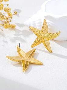 1 Pair Fashionable Versatile Vintage Starfish Elegant Stud Earrings - Golden - View 5