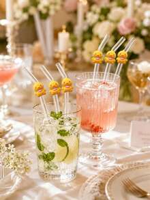 1PC Cute Yellow Duck Glass Straw Set,Reusable With 20oz Cup For Juice, Milk Tea, Coffee, Cold Drinks, Parties, Beach, Gifts. - Clear - View 3