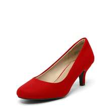 Women's Dress Comfortable Low Heel Pump Shoes - 紅色 - 查看 4