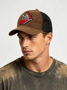 1pc Street Style Eagle Embroidered Trucker Hat, Lightweight Breathable Mesh Baseball Cap, Suitable For Outdoor Sports And Cycling - A - View 3