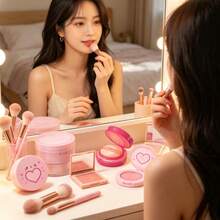 Polvos de colorete Genki: textura fina y transparente, controlan la grasa, fijan el maquillaje e iluminan. Color melocotón para un look natural, económico y versátil, ideal para estudiantes. 15 g de polvo suelto rosa - Light Pink - Ver 5