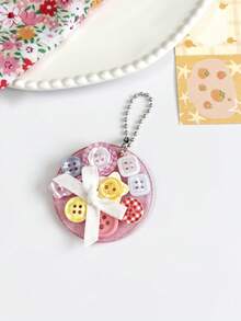 1 pieza Colgante de botón acrílico creativo con llavero de trébol de cuatro hojas, estrella, corazón, accesorio de bolsa de regalo, encanto dulce Y2K estilo retro con cuentas - Multicolor - Ver 14