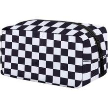 DCVU-Bolsa pequeña de lona con cierre de, estuche de viaje para maquillaje, bolsa de cosméticos, accesorios electrónicos portátiles, organizar, pequeña bolsa para bolso ( 15cm x 10cm x 5cm)-CDBY - cuadriculado - Ver 2
