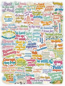 55 Piezas de Pegatinas Motivacionales de Fe Cristiana - Estilo Vintage Americano con Citas Inspiradas en las Escrituras Curativas, Adhesivo Resistente al Agua para Diario, Cuaderno, Funda de Teléfono, Botella de Agua, Decoración DIY de Equipaje, Suministros para Scrapbooking, Accesorios de Escritorio - ATKS10109 - Ver 1