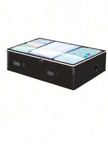 4pcs Large Capacity Underbed Foldable Storage Boxes With Transparent Window And Reinforced Handles, Suitable For Blankets And Bedding, Elegant Grey And Classic Black Options, Perfect For Gifts And Home Storage - Multicolor - View 7