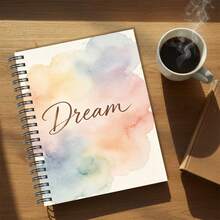 1pc A5 Dream Spiral Journal, Cover With Soft Watercolor Gradient Background & Inspirational Cursive Text, Lined Notebook & Weekly Planner For Work, Study & Idea Tracking, Perfect Aesthetic Stationery - Watercolor - View 4