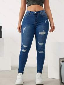 Skinny Stretch Jeans With Rips, Casual Youth Style - Zhonglan - View 2