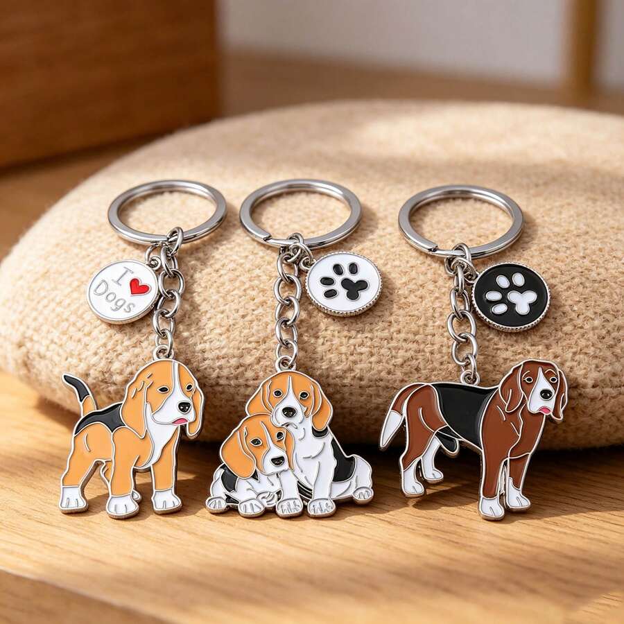 1件創意合金鬥牛犬吊墜,油滴狗造型鑰匙圈,寵物店紀念品,汽車鑰匙圈,送給男友的禮物 - 彩色 - 查看 1