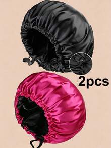 CONFLASS 2pcs Reversible Satin Sleeping Cap For Women, Adjustable Drawstring Night Cap, Silky Satin Nightcap For Daily & Nighttime Use, 2 Color Combo - Multicolor - View 15