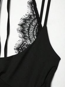 Nuevo body de verano para mujer DEEKA con contraste de encaje sexy y elegante - Negro - Ver 6