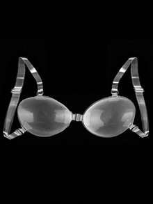 1PC Clear Strap Invisible Silicone Bra, Seamless Push-Up No-Show Bra With Adjustable Transparent Straps For Off Shoulder & Backless Outfits - Clear - View 11