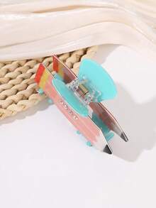 1pc Cute Cartoon Pencil Shaped Hair Claw Clip, Sparkling Rhinestone Decor, Minimalist Daily Hair Accessory, Back To School Headpiece - Multicolor - View 5