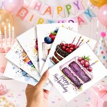 Set Kartu Ulang Tahun Cat Air 12pcs/8pcs (6 Kartu + 6 Amplop / 4 Kartu + 4 Amplop), Desain Balon, Kartu Pesan Kosong, Cocok Untuk Ulang Tahun, Ucapan Terima Kasih, Selamat dan Hadiah Liburan - A - View 9