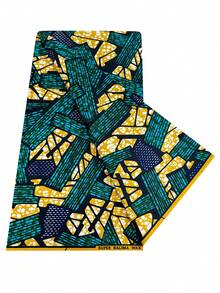 Kain Wax Print Afrika Sepanjang 6 Yard, Gaya Tradisional Nigeria, Bahan Bermotif Geometris Bergaris Abstrak, Cocok untuk Gaun Wanita, Jilbab, Rok, Pakaian Pesta, Proyek Jahit dan Kerajinan DIY - Kain batik - View 4