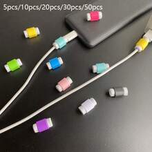 5/10/20/30/50pcs Candy Color Data Cable Protector, Silicone Anti-Bending Charging Cable Sleeve, Universal Anti-Aging & Anti-Crack Protector, Multiple Colors Available - Multicolor - View 1