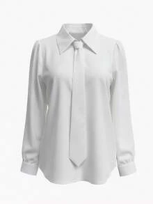 1pc Women's Pure White Hand-Made Outfit With Tie - White - View 5