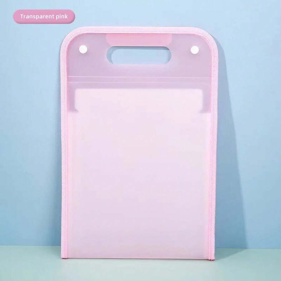 A4 Accordion File Folder With 13 Pockets In Macaron Colors, Portable Document Organizer For Classroom, Office And Home Storage. - Transparent Pink G - View 1
