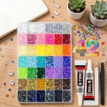 42 couleurs de strass AB, matériaux d'artisanat pour adultes, fournitures d'artisanat incluant des accessoires, ensemble mixte coloré, convient pour les bricolages DIY, les cadeaux de fête, la décoration de la chambre, les vêtements, les tasses, les chaussures, la décoration de la maison, les cadeaux de remise des diplômes - Multicolore - Voir 17